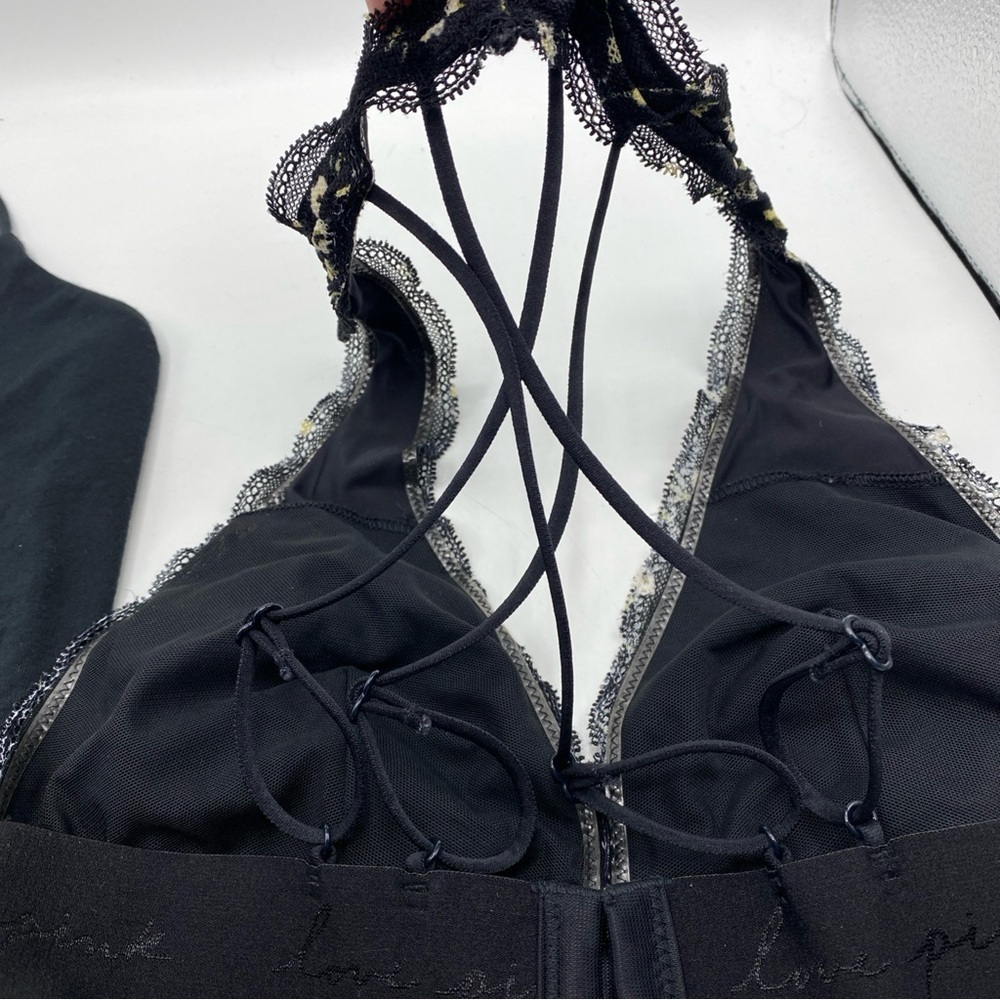 Victoria's Secret Black Floral Lace Bralette Sexy Lace Boho Cami Lot 32B Corset - Picture 3 of 7